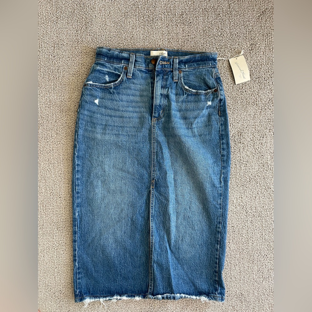 Denim midi skirt